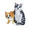 Two Cats, Orange Tabby, Gray Kitten, Pets, Embroidered, Iron on Patch